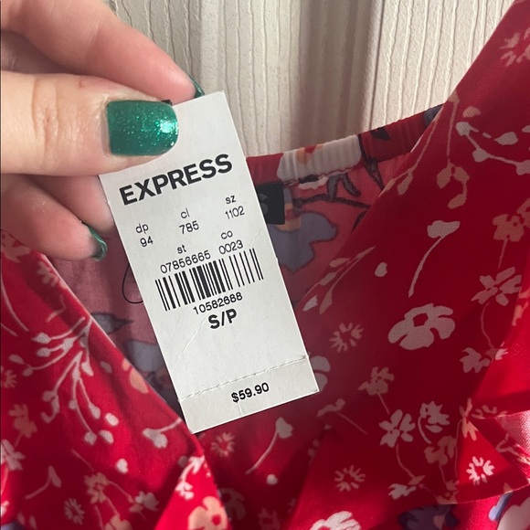 Express Vibrant Red Floral Dress - Picture 3 of 4